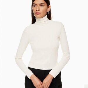 NWT Aritzia The Group Babaton Beige Ribbed  Turtleneck Top Traverse in Size 2XS